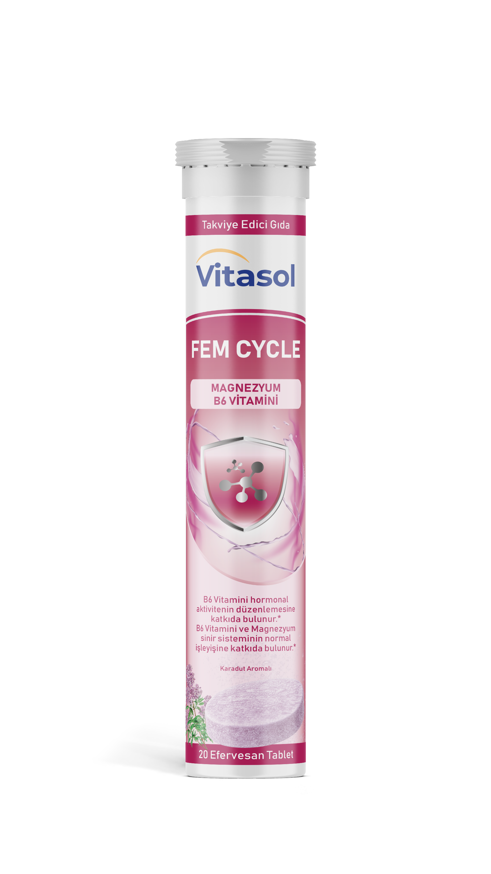 Vitasol Fem Cycle, karadut aromalı 20 efervesan tablet